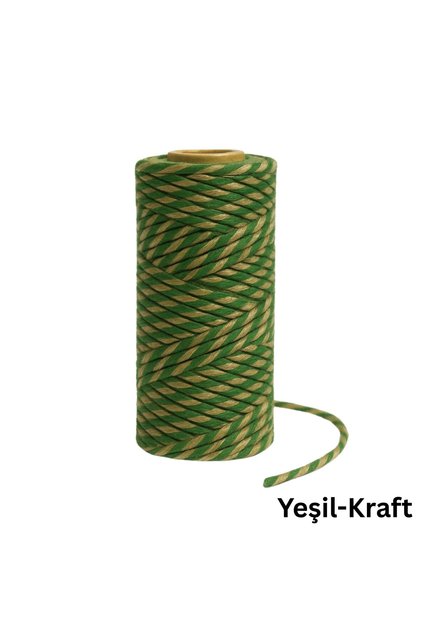 Gift Wrapping, Packing Twine, Martenitsa, DIY Twine, 200 Meters (Twine Baker), Green-Kraft