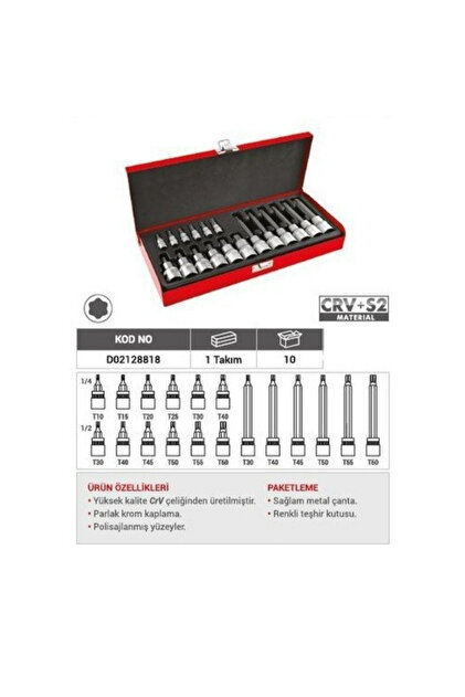 drt セット DHT 1/4-1/2 TORX BİTS LOKMA SETİ 18 PC - Fiyatı, Yorumları