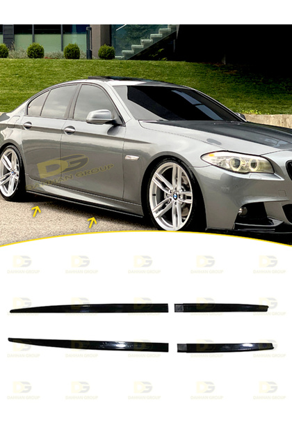 BMW F10 2010 - 2017 Yan Marşpiyel Çıtası Yan Bıçak Marşpiyel Eki Parlak Siyah 4 Parça 215 CM