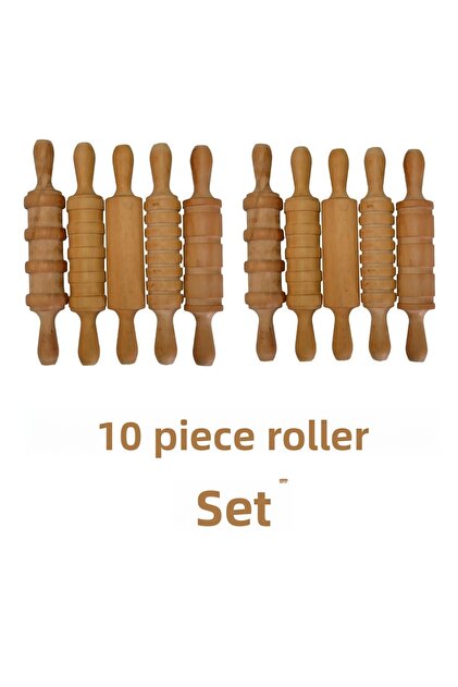 10 Pieces Wooden Roller Set Educational Toy