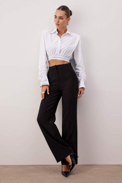 Trendyol Collection X Sagaza Studio White Crop Woven Poplin Shirt