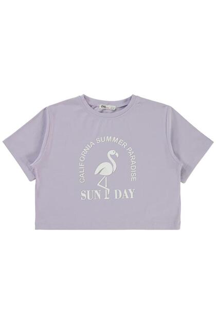 Flamingo Printed 6-9 Years Old T-Shirt - Lilac 7-8 Years Old
