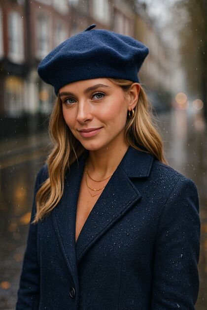 LP13500 Saks Синя вълнена художническа барета