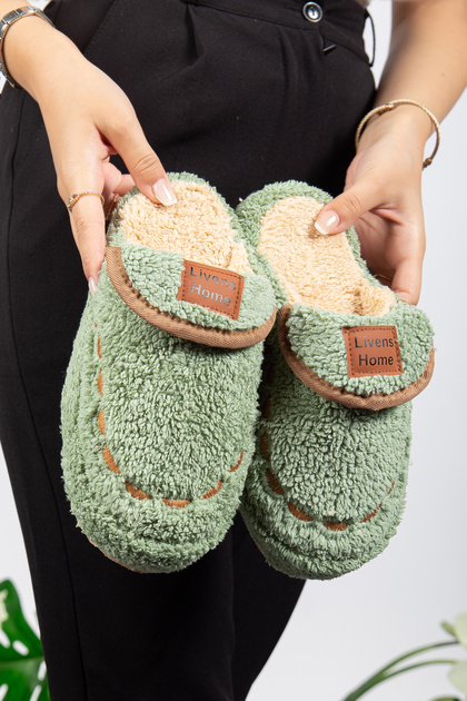 Women's Patterned Plush Non-Slip Lightweight Sole Furry Slippers Dowry Bundle House Slippers
