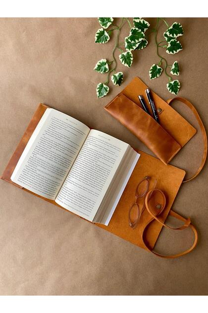 (We Write Names) Book Cover Pen Holder Set - Handmade Genuine Leather