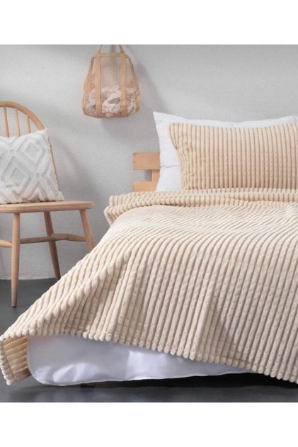 Modern Line 3 Piece Blanket Set - Mocha