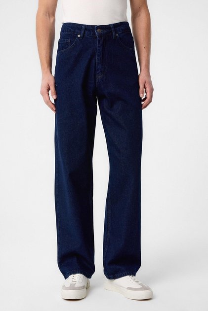 Yüksek Bel Relaxed Fit Erkek Kot Pantolon