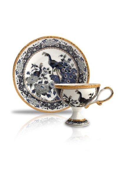Navy Blue Single Person Turkish Coffee Cup with Geyshapes