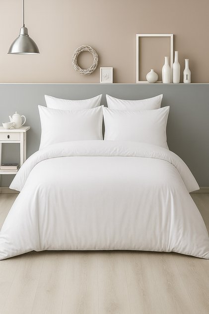White duvet cover set double king size cotton woven (63 tel)