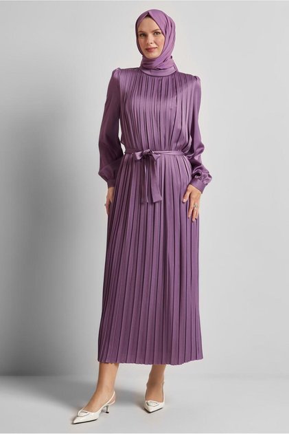 Sashed Satin Dress 45327