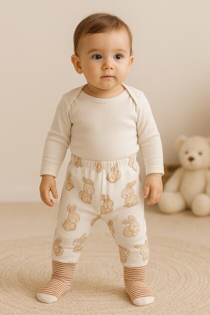 Baby Booties Pants, Self-Socking Pants, Mom's Favorite 100% Cotton Pajamas