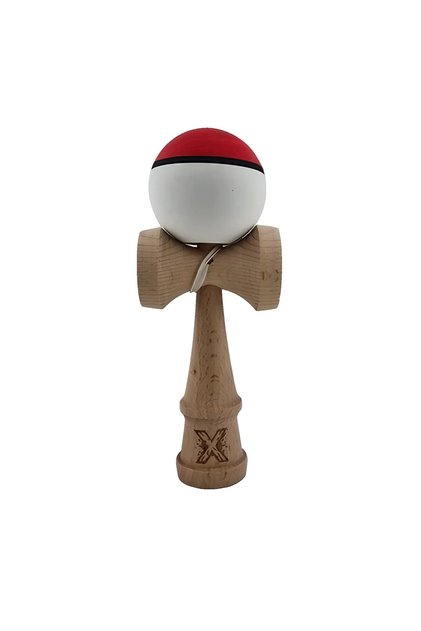 Kendama X Original, Επαγγελματικό, Flippy, Ξύλινο, Λαβή από καουτσούκ, 18 cm, Κόκκινο/Λευκό