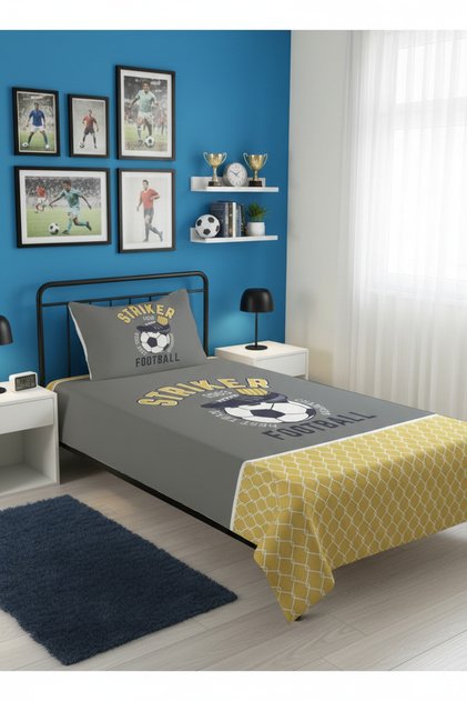 Football Patterned, Printed Single and Children's Pique Set