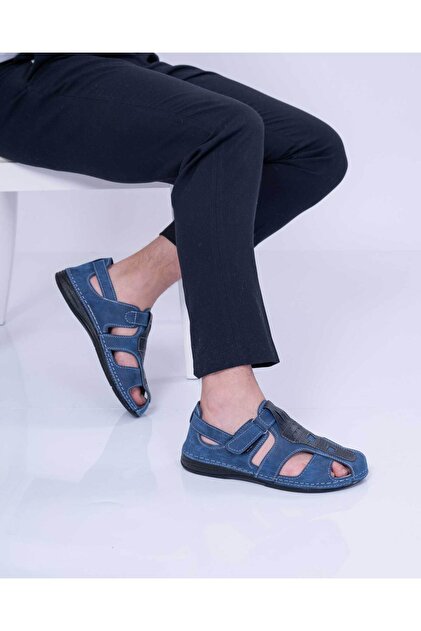 DR KLOMPA Men's Sandals - Navy Blue - Comfort Supported Structure