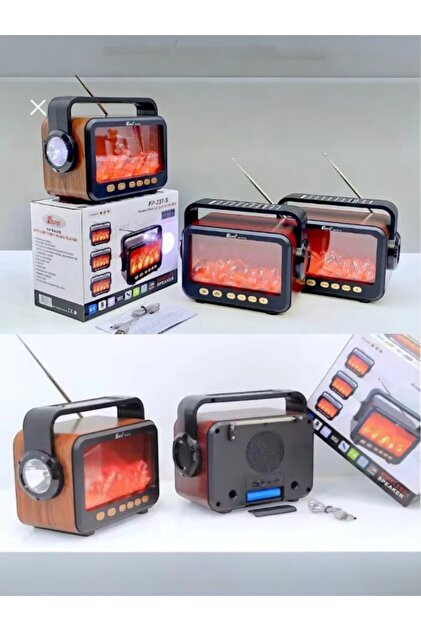 gold honey şömineli radyo Bluetooth Fm-usb-tf Card- Nostaljik