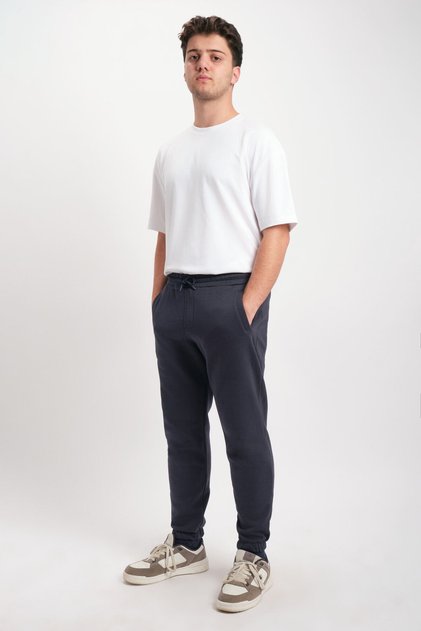 Pantaloni de sport pentru bărbați, albastru marin, cu buzunare, cu elastic la picioare, confortabili, croială texturi moi, cu căptușeală din fleece pantaloni de sport