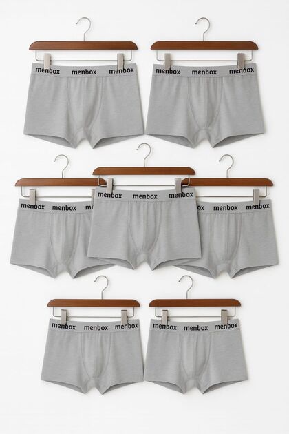 7 Pieces of Gray Men's Boxers – Cotton Stretch Fabric , Comfortable Underwear