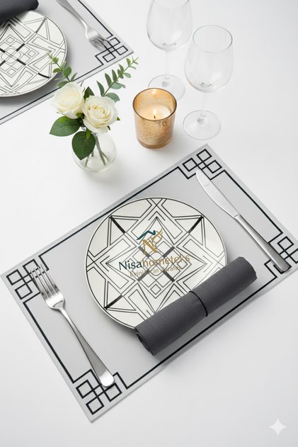 6 Pieces Rectangular Embroidered Linen American Tablecloth - Linen Supla