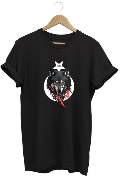 Bozkurt Turkish Script and Wolf Printed Turkey Moon Star Crescent Printed Unisex Basic T-Shirt