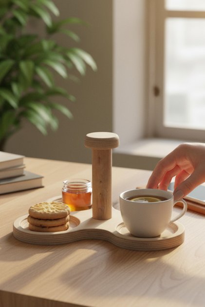 Wooden Decorative 3-Piece Presentation Stand Cup Mug Coaster
