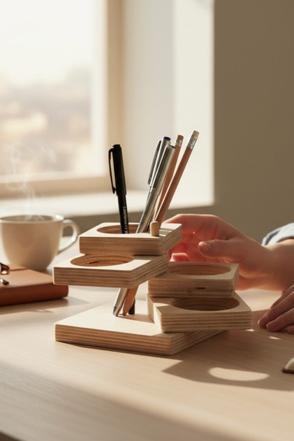 Wooden Decorative Multi-Purpose Pen Holder