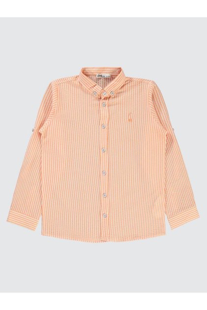 Striped Sailing Embroidered Shirt for 10-13 Years Old - Orange