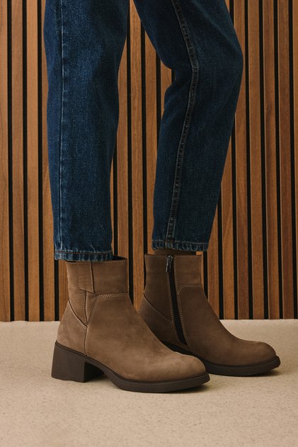 , Women's Genuine Leather Boots 153359Z623 Mink