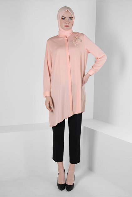 EMBROIDERY DETAIL ASYMMETRIC CUT TUNIC 42564