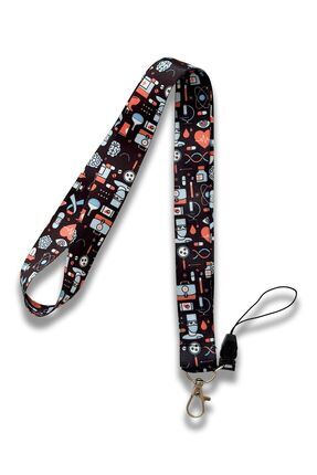 Porte-badge Adidas Vintage – Lanyard Trèfle Noir/blanc, Porte-téléphone