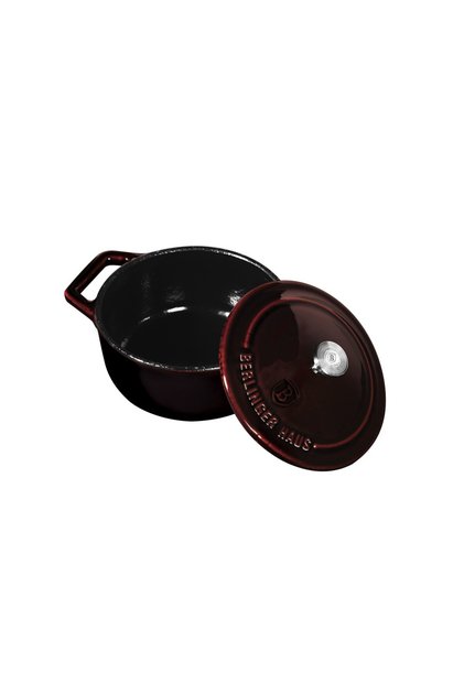 Caserolă din fontă emailată cu capac, 10 cm - BH 6495 (Linie metalică Burgundy)