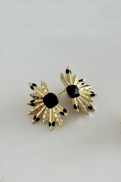 Gold Detailed Half Spear Earrings