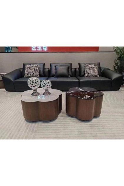 Two-piece coffee table set, brown and white