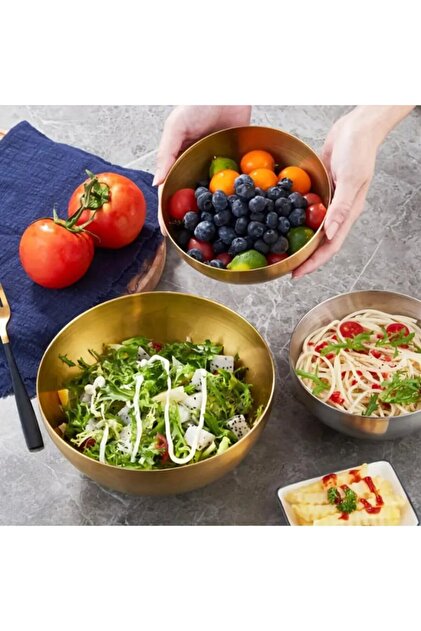Seram Collection 3lü Gold Paslanmaz Çelik Karıştırma ve Salata