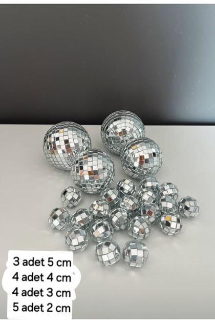 11 PARÇA Disko Topu Pasta Süsü Seti-[ 3 cm-4 cm-5 cm] Aynalı Küreler-Pasta Ve Parti Dekorasyonu