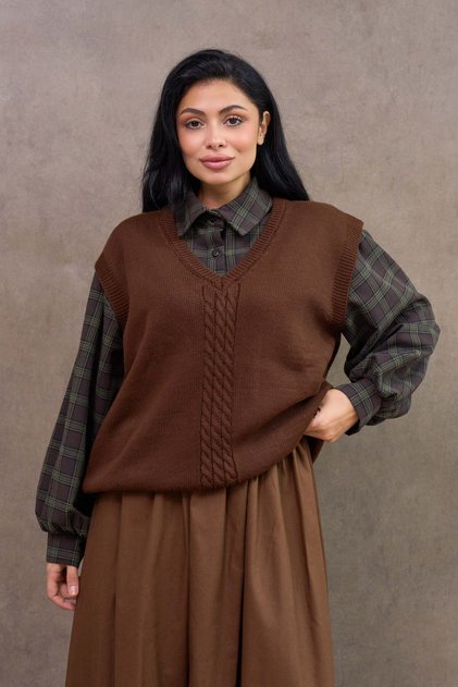 Kaffeebrauner Oversize-Pullover