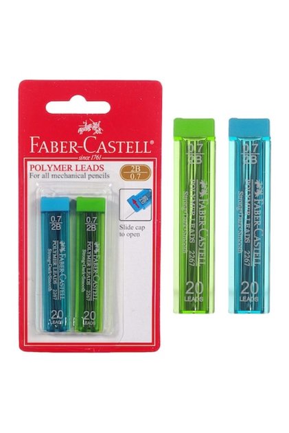 Set de mine pentru creioane mecanice Faber-Castell, 0,7 mm, 2B, 2 bucăți, multicolore
