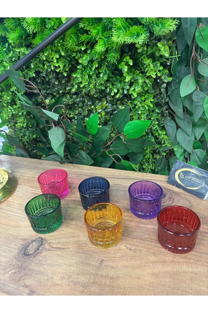 6-Piece Mini Coffee Side Multi-Colored Turkish Delight Bowl, Colorful Mini Snack Bowl. Sosluk