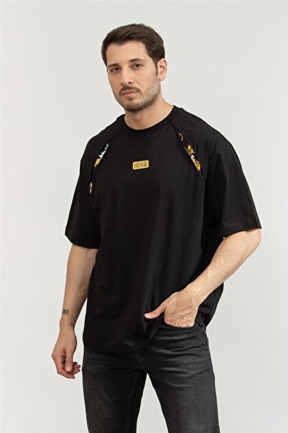 VERSACE JEANS COUTURE Erkek Bisiklet Yaka T-Shirt Siyah - Fiyatı