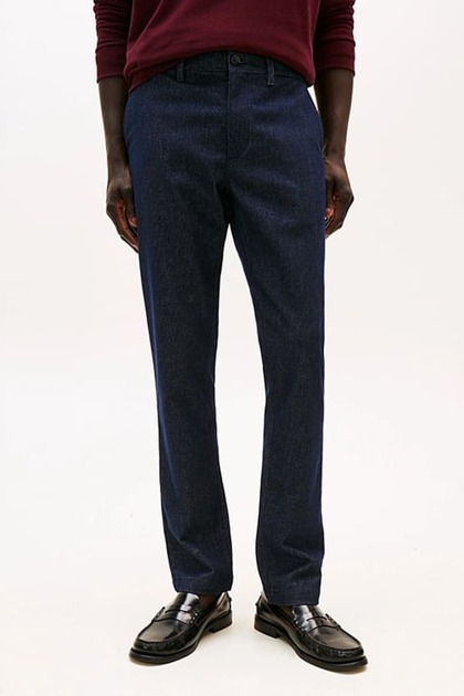 Erkek Bleecker Slim Fit Melanj Chino Pantolon - Lacivert