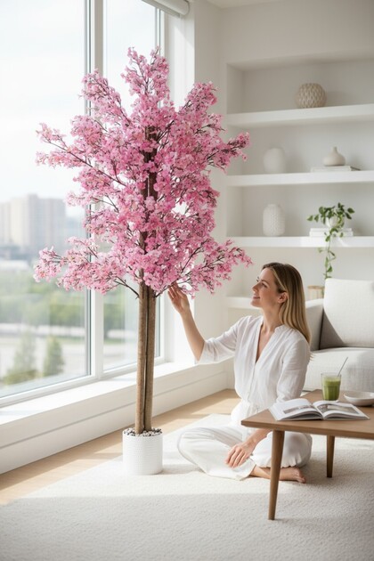 YAPAY ÇİÇEKÇİNİZ Yapay Ağaç 150 Cm Yoğun Yapraklı Yapay Sakura
