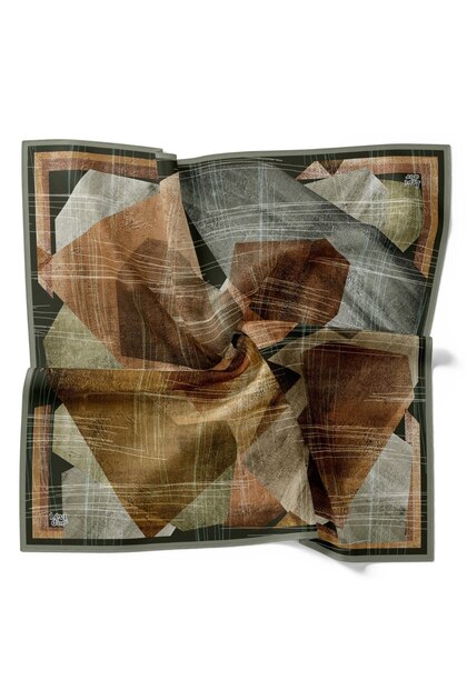 Striped Geometric Abstract Pattern Sparkly Crystal Scarf
