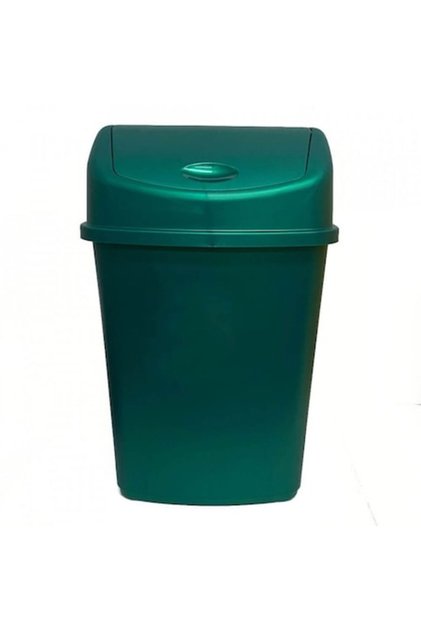 Coș de gunoi de birou EcoPub idealSTORE, 35L, capac basculant, plastic rigid, rezistent la impact, capac detașabil, verde