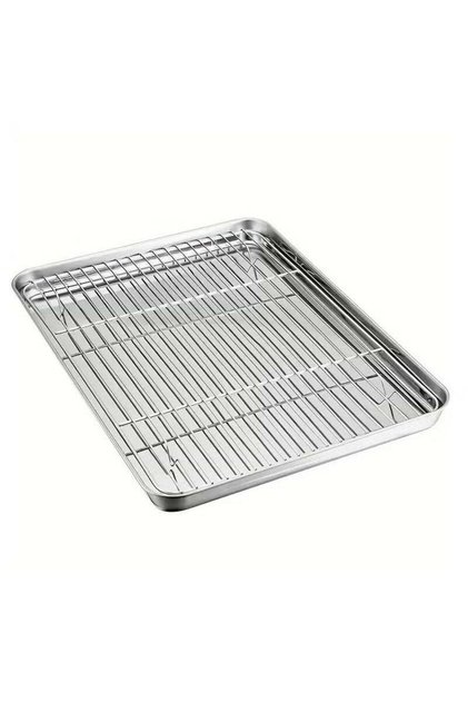Baking Sheet And Rack Set, Stainless Steel Cookie sheetBaking Pan Tray With Cooling Rack, Non Toxic