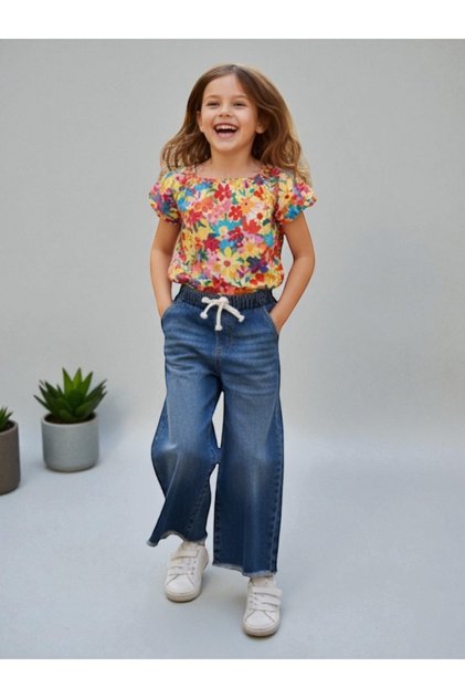 Girl's Wide Baggy Fit Wide Leg Jeans