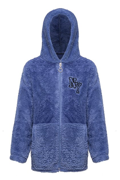 Boy's Blue Hooded Plush Jacket