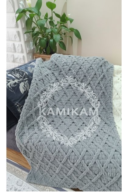 Plush, Velvet, Soft Alize Hand-Knitted 100 X 150 Tv Blanket, Sofa Shawl, Gift for Lover