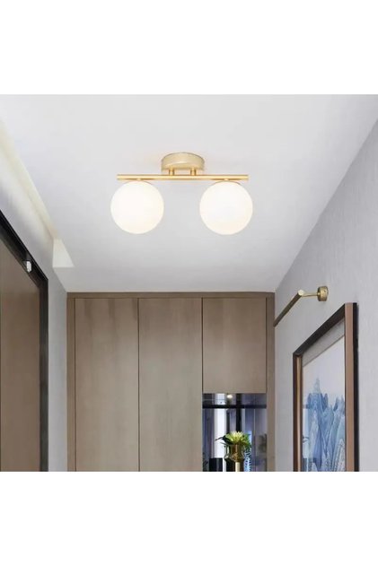 Candelabru auriu cu globuri albe Modern E27x2