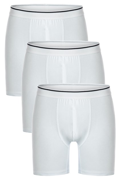 3-Piece Men's Cotton Stretch Fabric Stretch White Long Boxer Set 4197