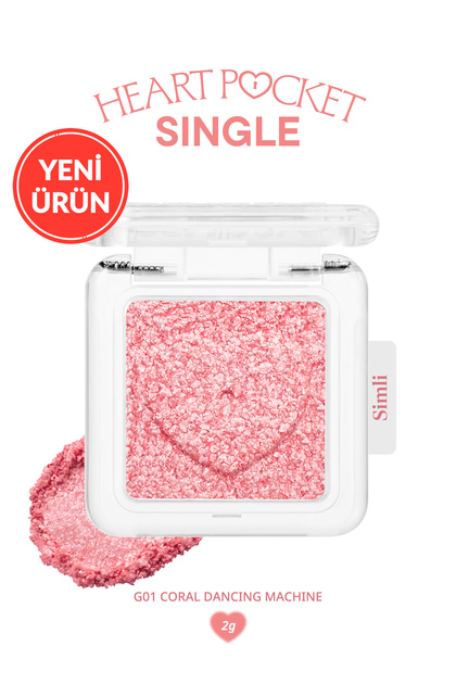 Kişiselleştirilebilir Simli Tekli Far Heart Pocket Single (G01 Coral Dancing Machine)