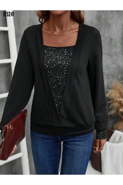 Women's long sleeve v-neck blouse with supreme pattern inside and viscose outside